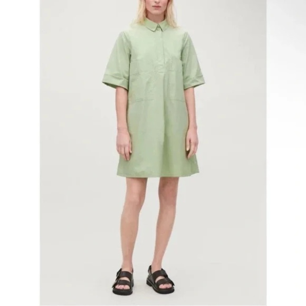 COS Women's Casual A-Line Pocket Green Utility Cotton Dress size 4